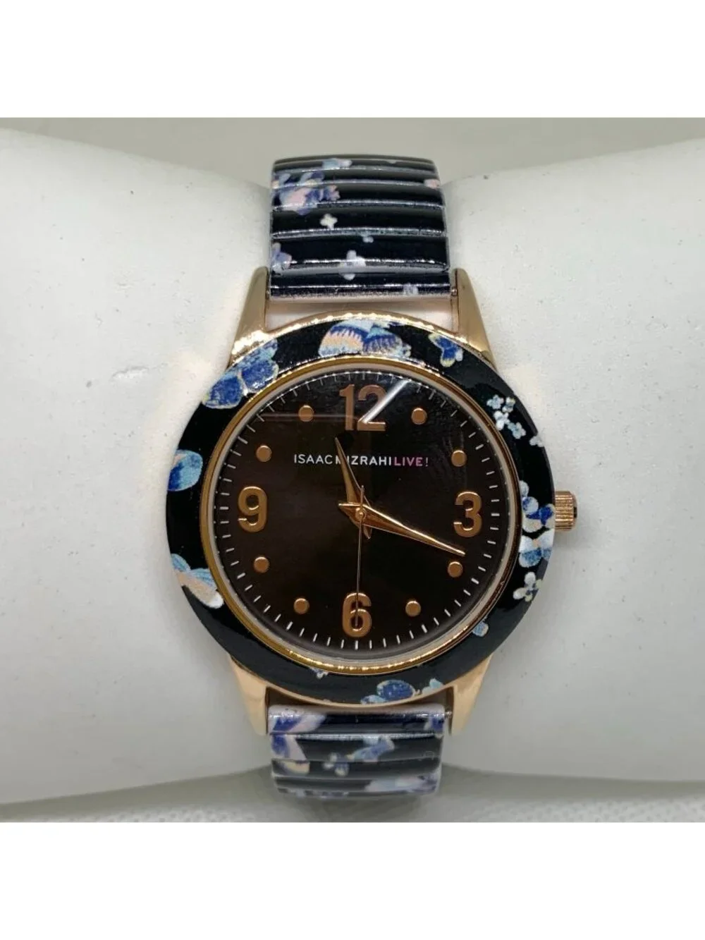Isaac Mizrahi live women’s watch 38mm quartz black dial butterflies running